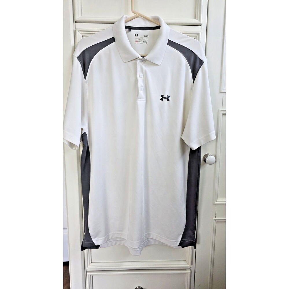 Under Armour Men's Heat Gear Loose White Polo Size LG/G/G